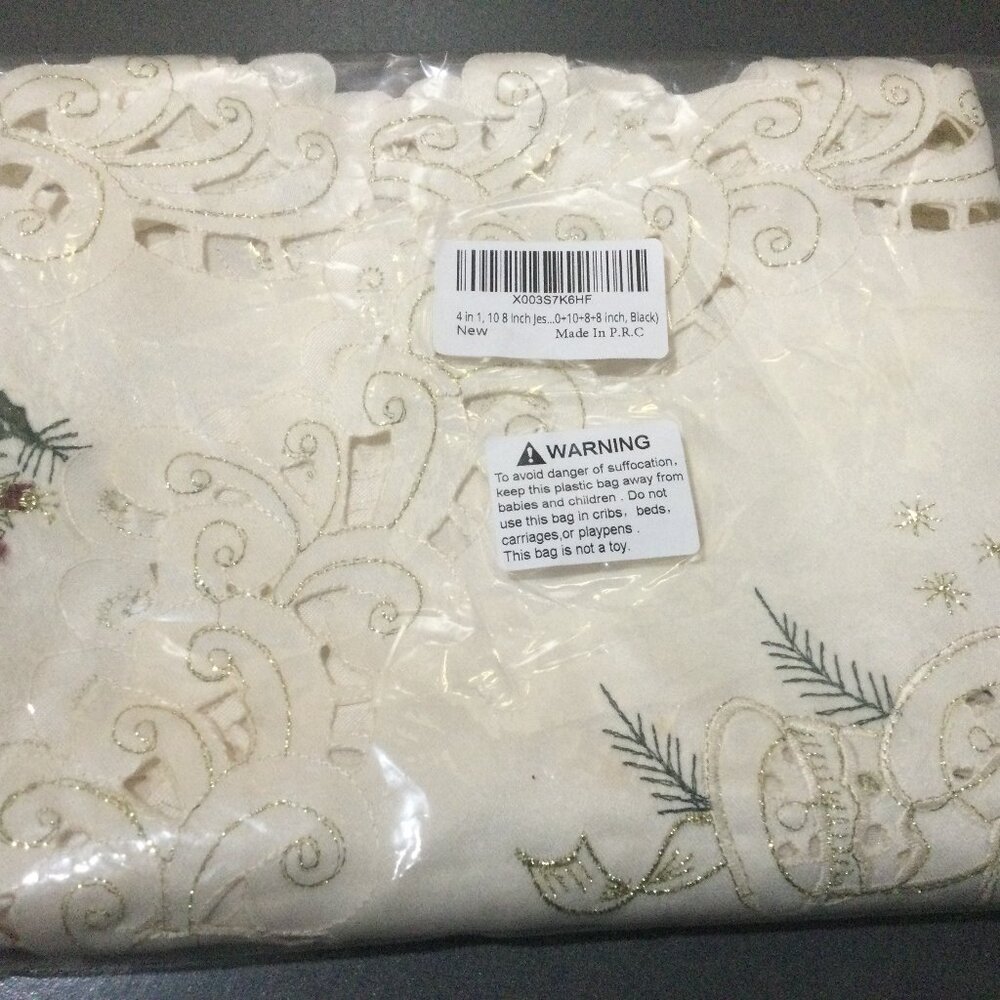 Tablecloth Holiday Christmas themed center  36"x16" used  (minor spots)